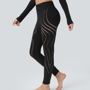 Black High-Waisted Leggings with Cutout Design